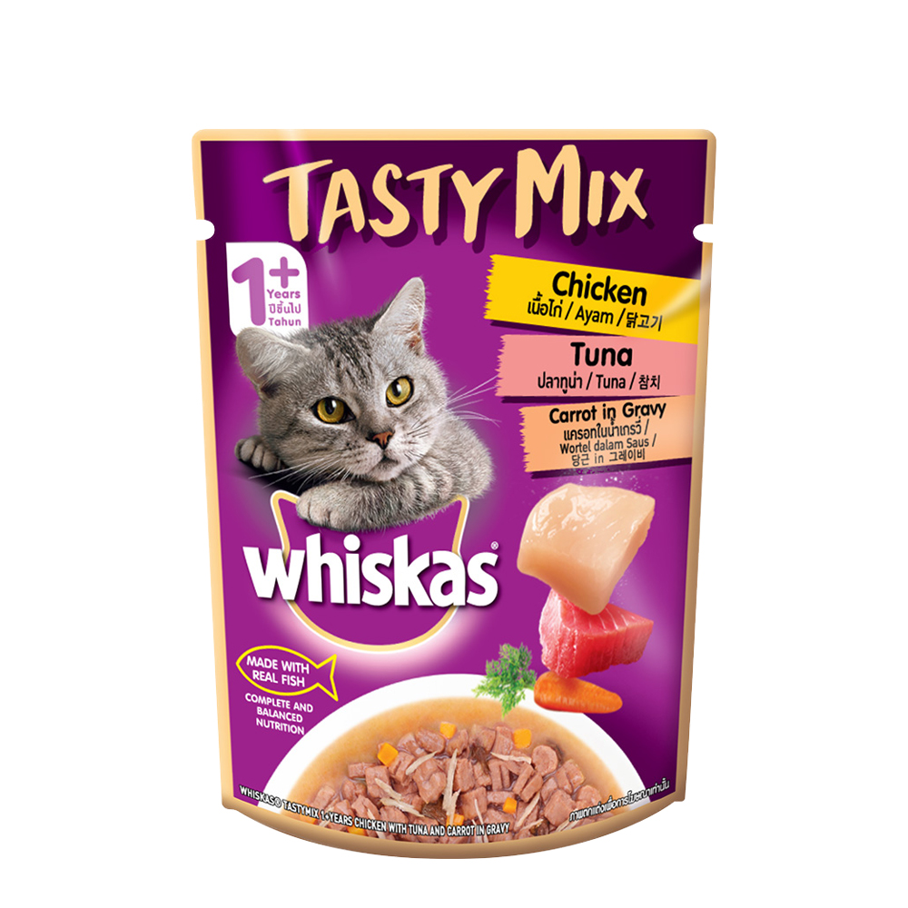 위스카스 고양이 주식파우치 테이스티믹스 닭고기와참치 70g