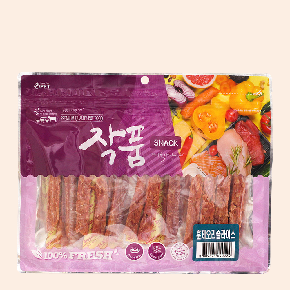 작품 훈제오리슬라이스 300g 강아지 대용량간식