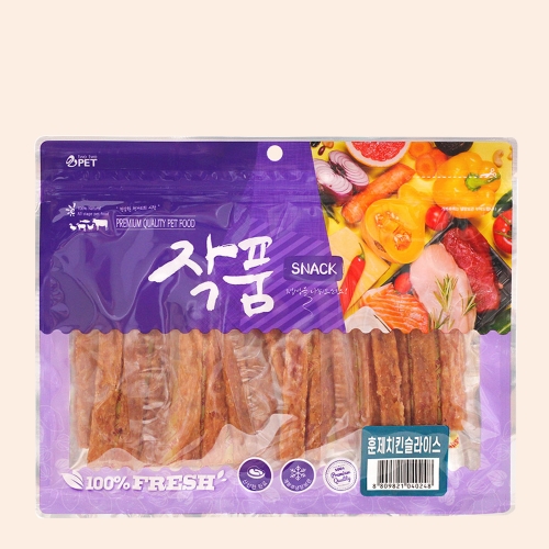 작품 훈제치킨슬라이스 300g 강아지 대용량간식