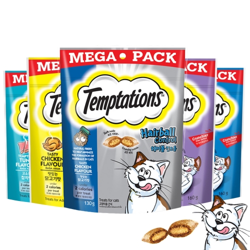 템테이션 메가팩 고양이 트릿 간식 대용량 이빨과자 160g