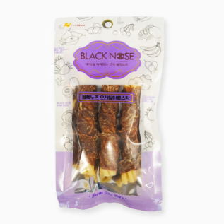 퓨어네이쳐 블랙노즈 강아지 껌간식 개껌 오리말이롤스틱, 75g, 1개