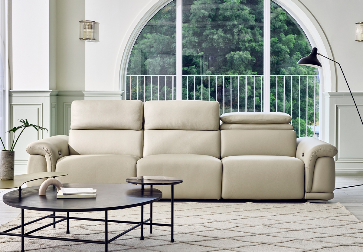 시네마 4인 전동 리클라이너 전체 천연가죽 소파