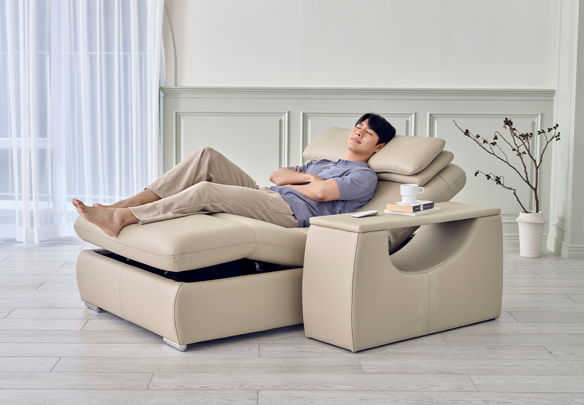 시네마 전체 천연가죽 모션베드