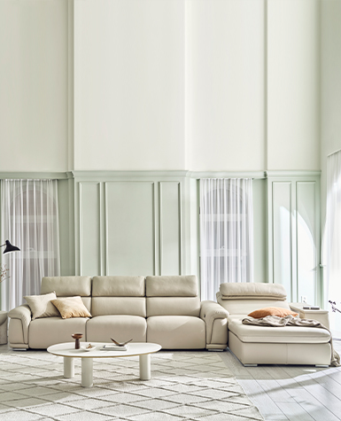 [리퍼상품]시네마 풀세트 전동 리클라이너 전체 내추럴가죽 소파(양방향)