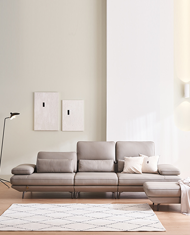 [리퍼상품]플라나 4인 리프트업 전체 통가죽 소파(스툴포함)