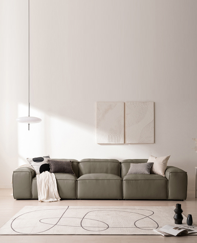 [리퍼상품]에일린 4인 모듈 전체 천연가죽 소파