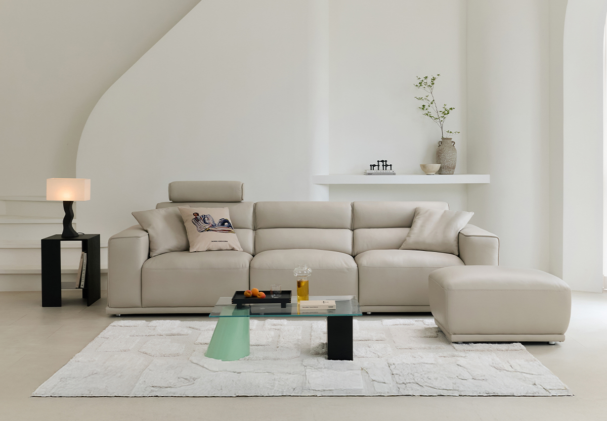 모멘토 전체 내추럴가죽 소파