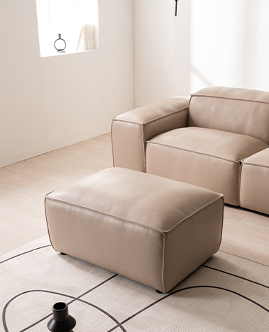 [리퍼상품]에일린 전체 내추럴가죽 스툴(스툴 단품)