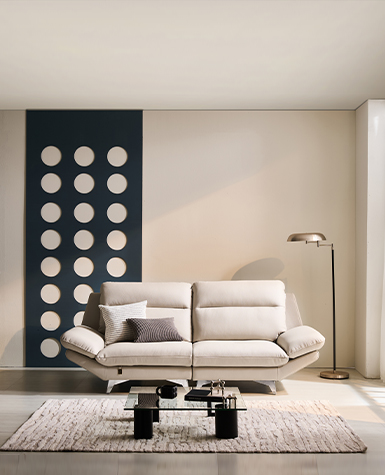 [리퍼상품]스텔라 3인 전체 천연가죽 소파(스툴포함)