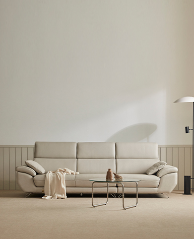 [리퍼상품]에도스 전체 통가죽 소파(쿠션2개포함)