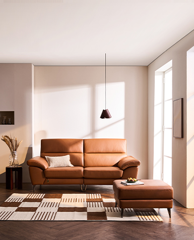 [리퍼상품]마지스 3인 전체 천연가죽 소파(스툴포함)