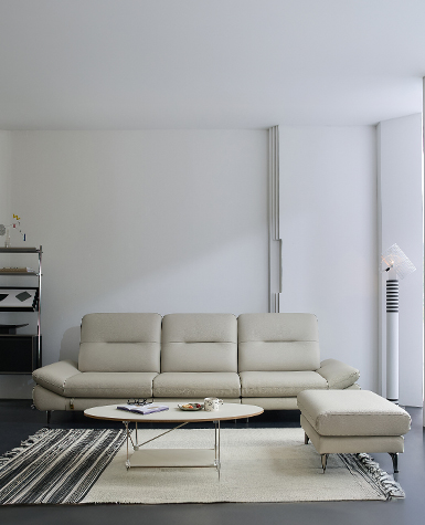 [리퍼상품]센느 4인 전체 천연가죽 소파(스툴포함)