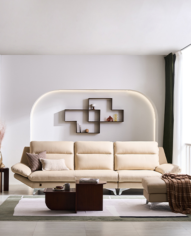 [리퍼상품]스텔라 4인 전체 천연가죽 소파(스툴포함)