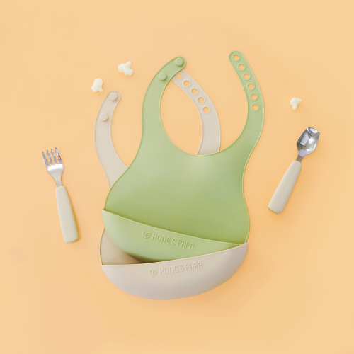 홍스파파 이유식 실리콘 턱받이