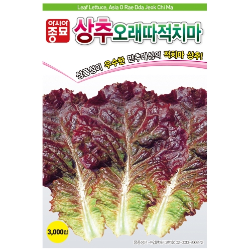 (상추종자씨앗) 아시아오래따적치마(3000립,6000립,6만립)