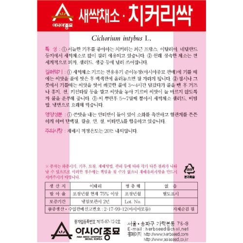 아시아종묘/새싹씨앗 치커리싹(30g) 새싹채소