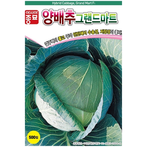 아시아종묘/양배추씨앗종자 그랜드마트 양배추(2500립)