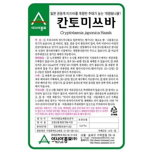 (참나물씨앗종자) 칸토미쓰바 (500g)