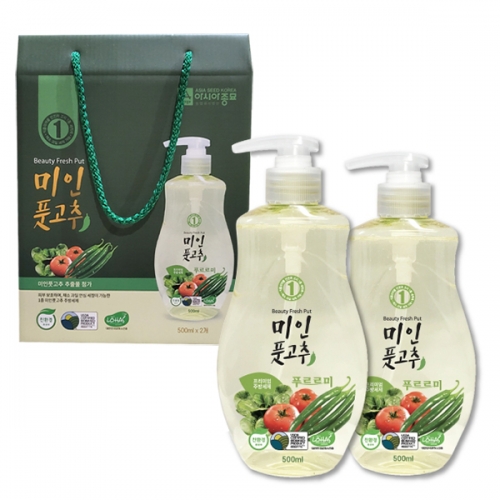 미인풋고추 주방세제 푸르르미 로하스인증천연 1set (500ml*2)