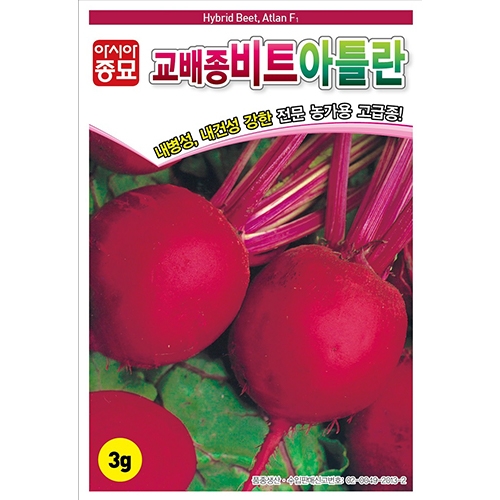 아시아종묘 비트종자씨앗 아틀란 비트(3g,5000립) 뿌리비트 전문농가용