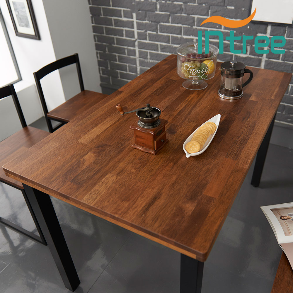 멀바우원목 스틸 4인 식탁테이블(의자 미포함)