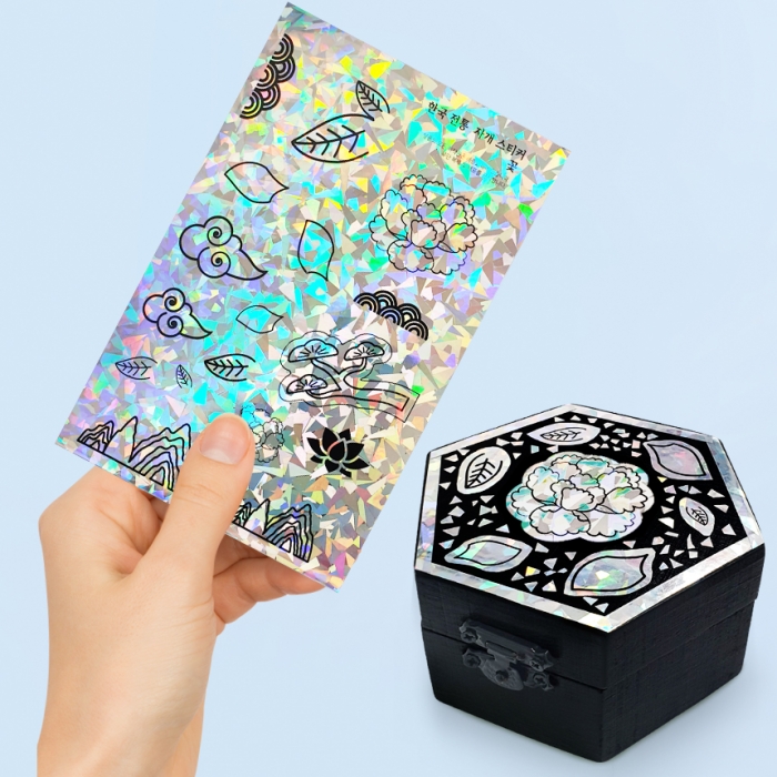 홀로그램 전통자개 스티커 - 꽃 2매