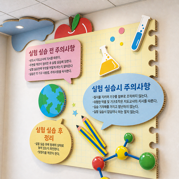 허니콤보드 과학실 안전수칙 입체 벽면 사인 실험실 그린스마트스쿨