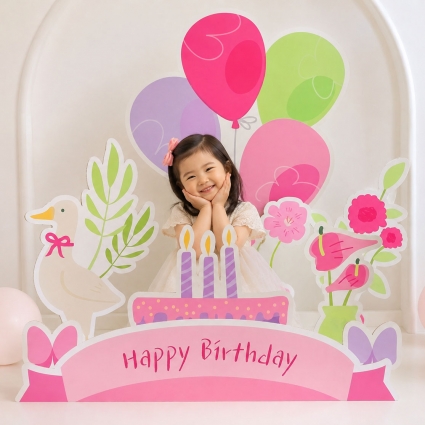 허니콤보드 생일상 여아 핑크
