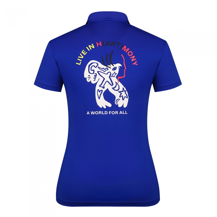여성 액티비티 등판 아트웍 카라 반팔 티셔츠_BGAMTS710RL