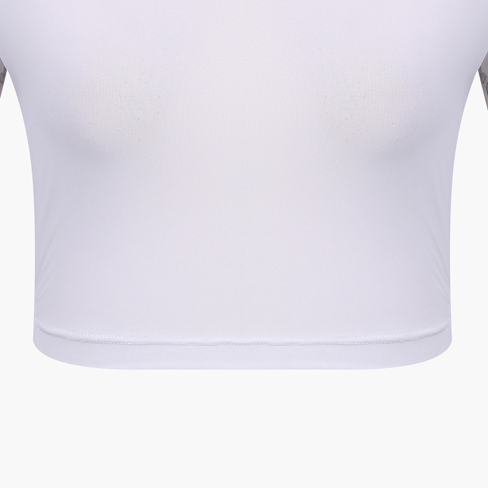 여성 쿨링 소매 패턴 크롭 베이스레이어 티셔츠_BGAMTL703WH
