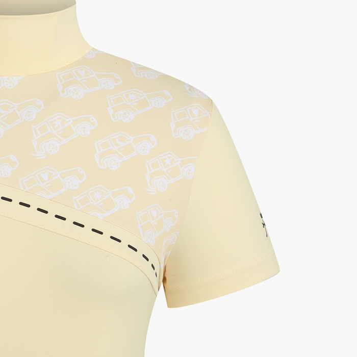 여성 스트레치 상단 패턴 하이넥 반팔 티셔츠_BGAFTS501LE