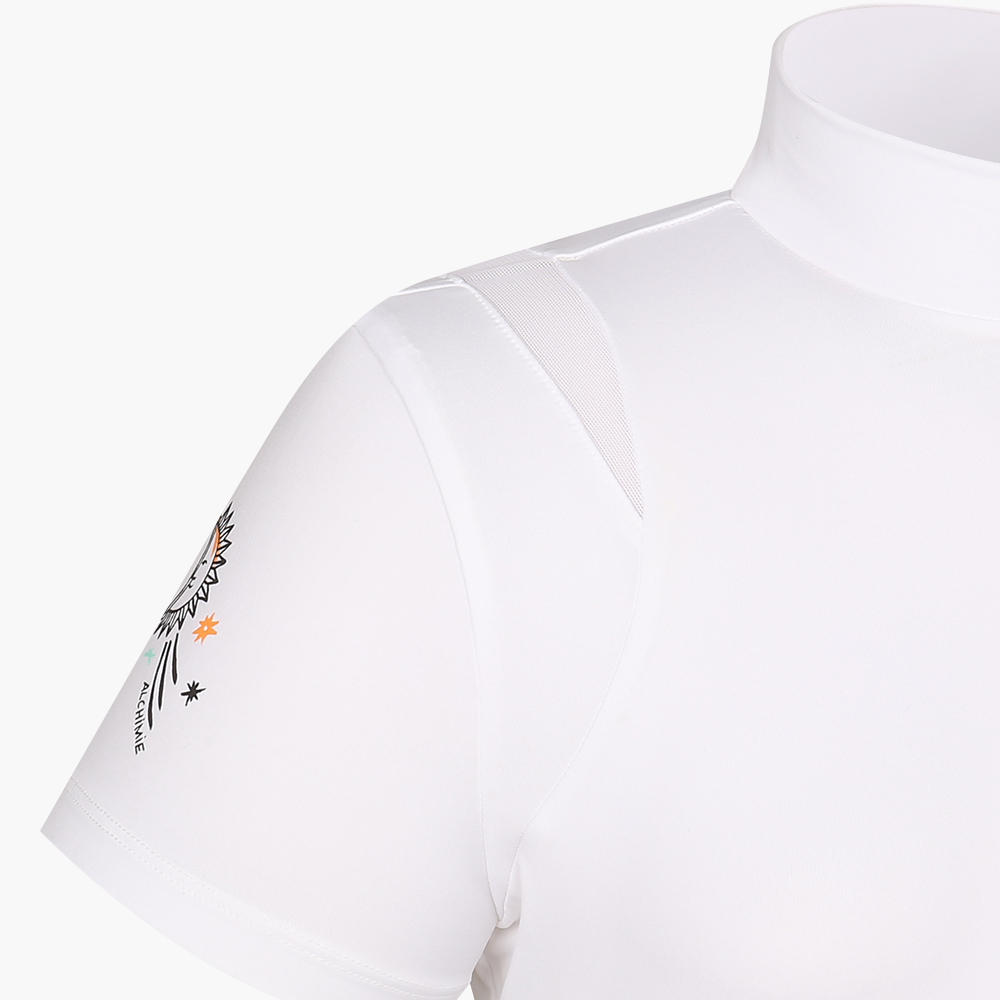 여성 어깨 절개 하프넥 반팔 티셔츠_BGBMTS717WH