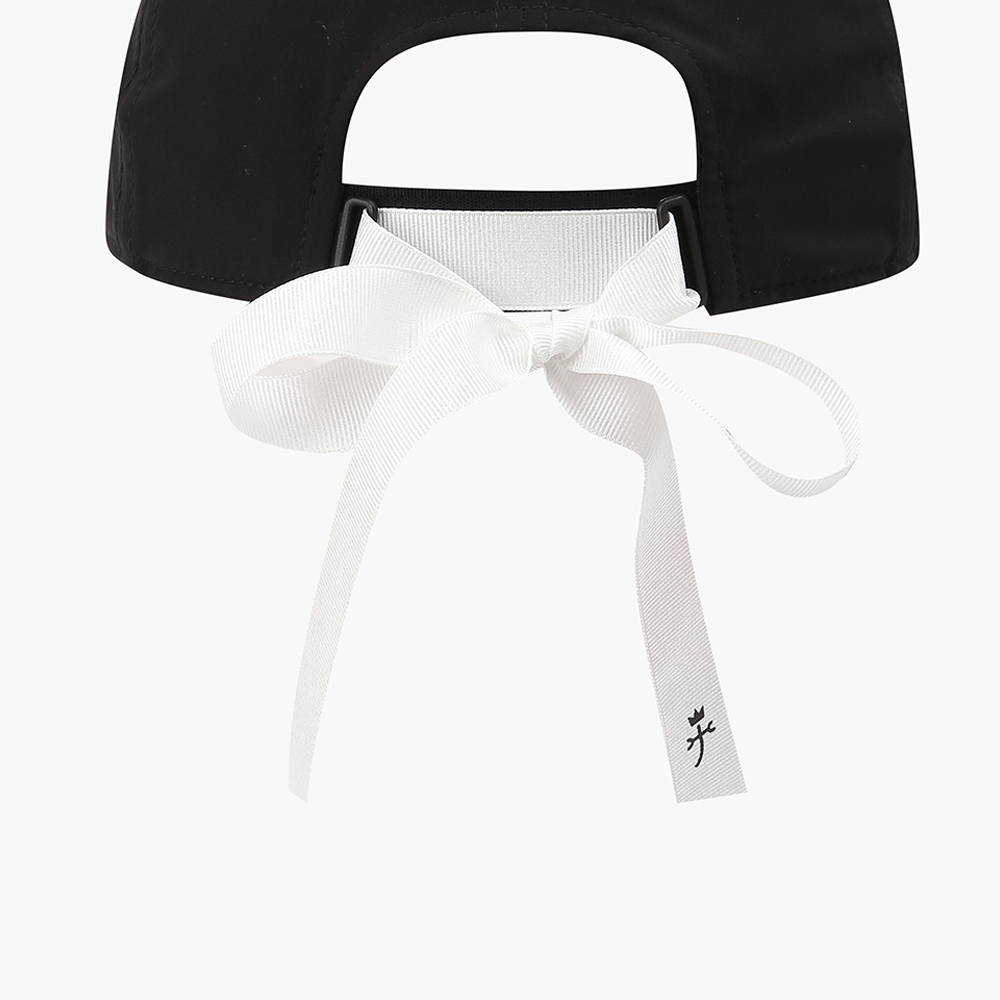 여성 물결 프린트 주름 장식 뒷리본 육각캡 모자_BGBMGC701BK