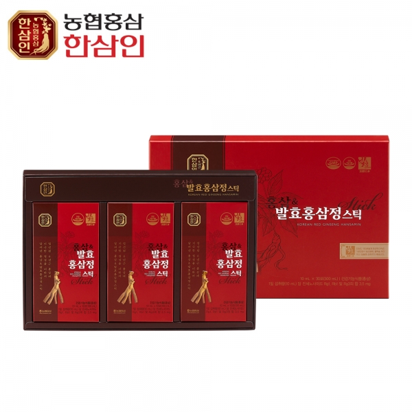 [농협 한삼인] 한삼인 발효홍삼정 스틱 10ml x 30포 + 쇼핑백 (건강기능식품)