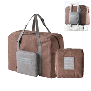 고급 캐리어결합 접이식 가방 (브라운색상 폴딩 보스턴백) / 인쇄비별도