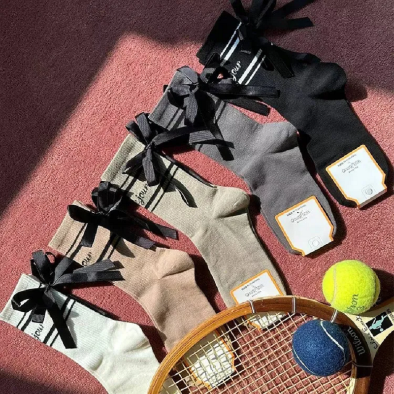 Tennis Ballet Ribbon Socks