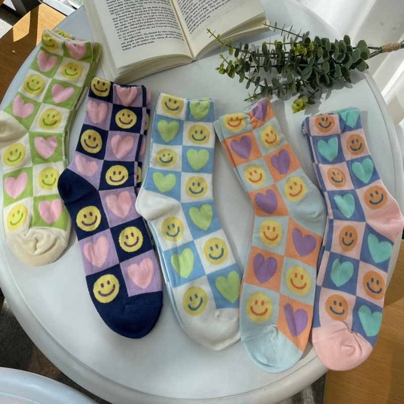 Smile Heart Block Socks