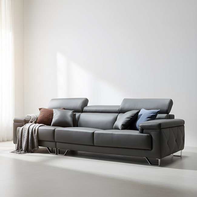 토피카 나파 가죽 4인용 헤드틸팅 소파