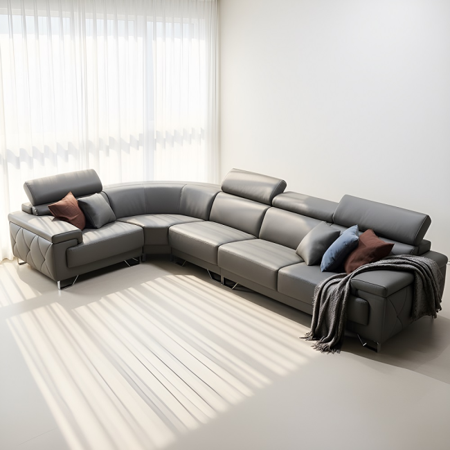 토피카 나파 가죽 6인용 코너형 헤드틸팅 소파