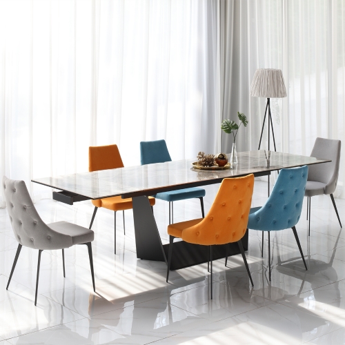 [전시상품 특가]NEW 밀리아 6인 확장형 세라믹 식탁 테이블+의자4EA