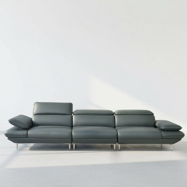 브리프 나파 통가죽 헤드 팔걸이 틸팅 4인 소파