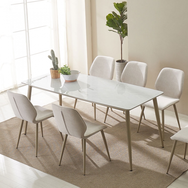 로즈비 양면 통세라믹 6인 식탁 테이블
