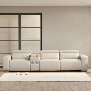 이튼스 실리콘레더 구스 4인용 리클라이너 소파+컵홀더