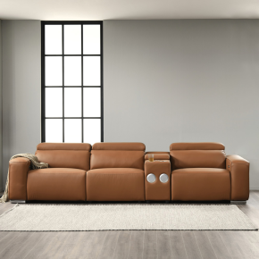 이튼스 실리콘레더 구스 4인용 리클라이너 소파+컵홀더