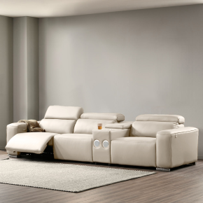 이튼스 실리콘레더 구스 4인용 리클라이너 소파+컵홀더