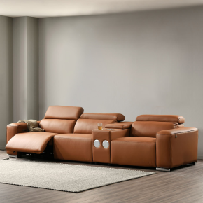 이튼스 실리콘레더 구스 4인용 리클라이너 소파+컵홀더