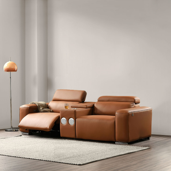 이튼스 실리콘레더 구스 3인용 리클라이너 소파+컵홀더