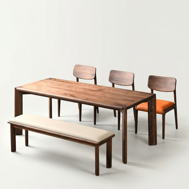 오니안 북미산 월넛 원목 6인 다이닝 식탁세트(벤치1개+의자3개)