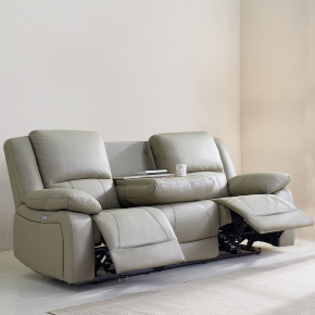 에스펀 천연 황소 통가죽 3인 리클라이너 소파