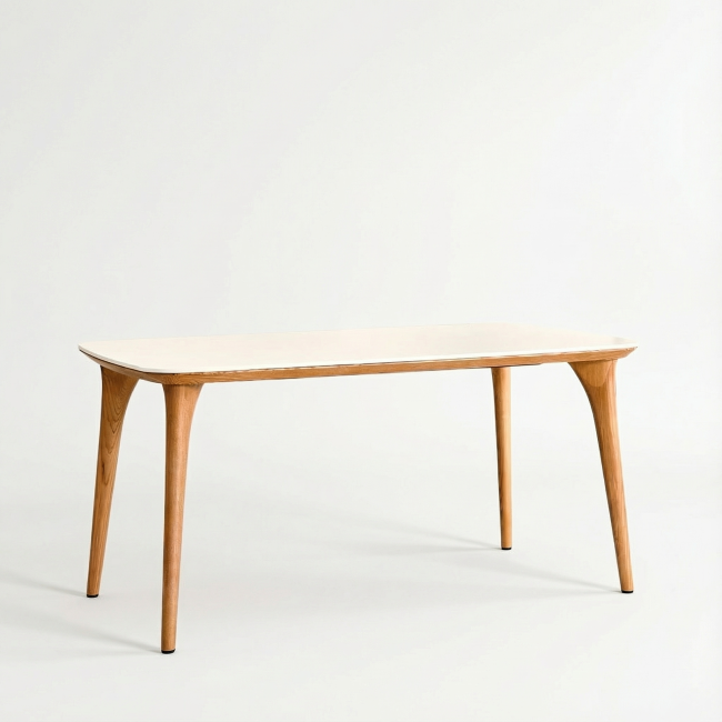 크로프 포세린 세라믹 애쉬 원목 4인 1400 다이닝 식탁 테이블